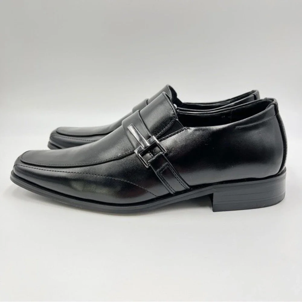 Stacy Adams Boys Size 5 Black Bartley Moc Toe Slip On‎ Loafers Dress Shoes